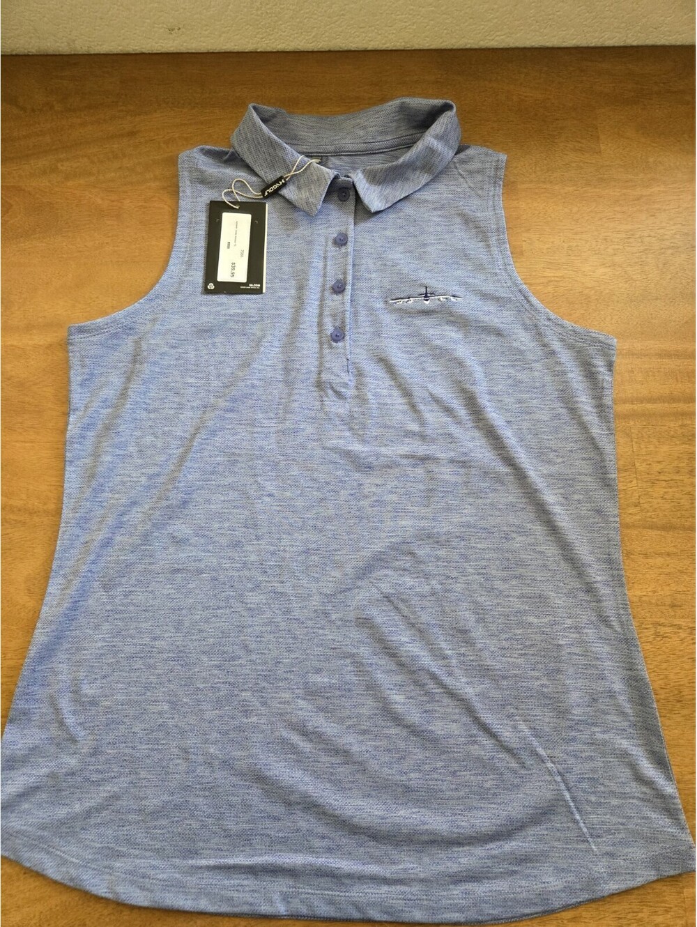 Under Armour Women's Sleeveless Golf Polo Shirt Blue Heather Medium NWT